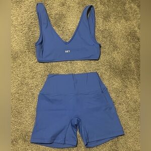 Set Active Blue Sportbody Dip Bra & Short Set